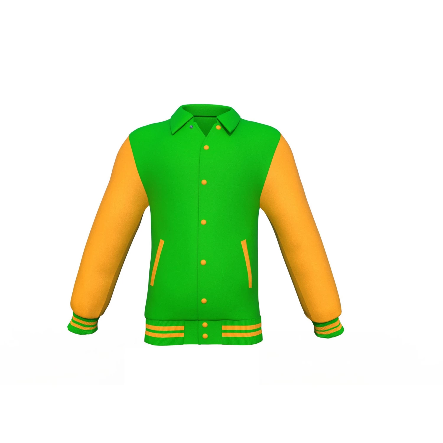 Light Green Varsity Letterman Jacket With Gold Sleeves 4 Light Green Varsity Letterman Jacket With Gold Sleeves - Image 2
