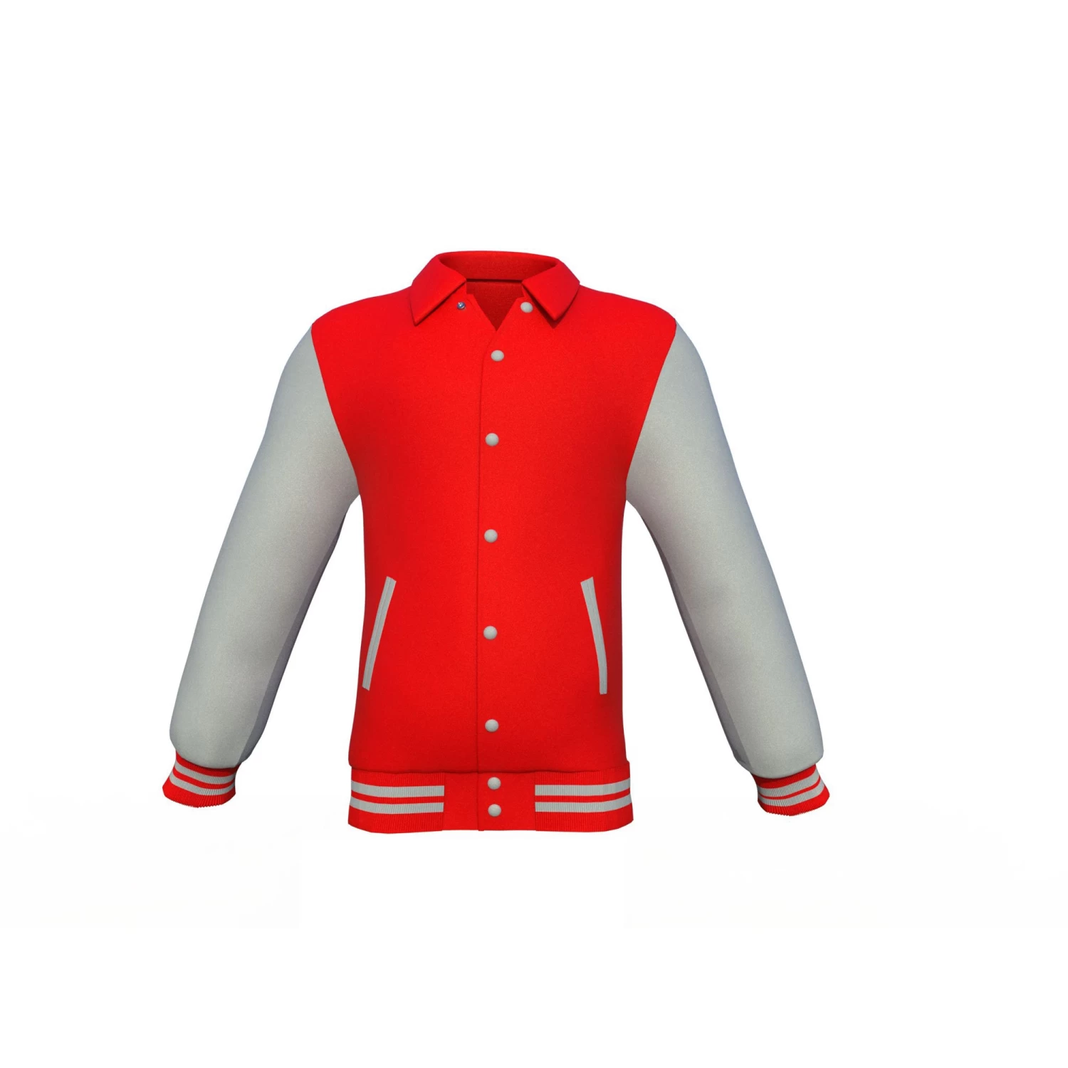 Red Varsity Letterman Jacket With Grey Sleeves 4 Red Varsity Letterman Jacket With Grey Sleeves - Image 2