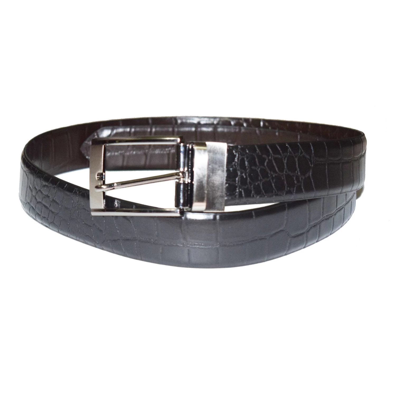 Crocodile Print Black And Brown Reversible Leather Belt 3 Crocodile Print Black And Brown Reversible Leather Belt