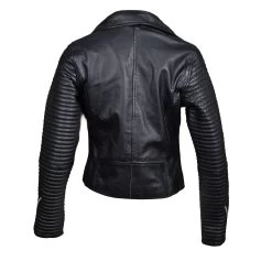 Nyah’s Biker Style Jacket With Ribbed Sleeves -Leather Clothing Store 586