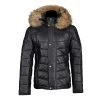 Rossi's Polyfill Winter Leather Jacket With Fur On Hoodie