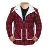 Ryan Reynold's Red And BlackCheckered Jacket With Faux Shearling 1 Ryan Reynold's Red And BlackCheckered Jacket With Faux Shearling -Leather Clothing Store 608