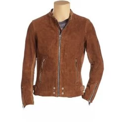 Brown Suede Cafe Racer Jacket