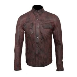 Distressed Brown Leather Shirt