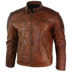 Cafe Racer Distressed Jacket With Piping