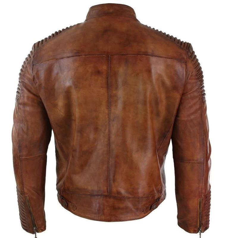 Cafe Racer Distressed Jacket With Piping 4 Cafe Racer Distressed Jacket With Piping - Image 2