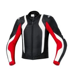 Black, Red And White Motorycle Jacket With Armor Protection