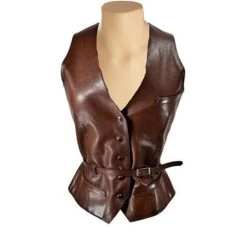 Belted Business Elegant Two Tone Brown Leather Vest