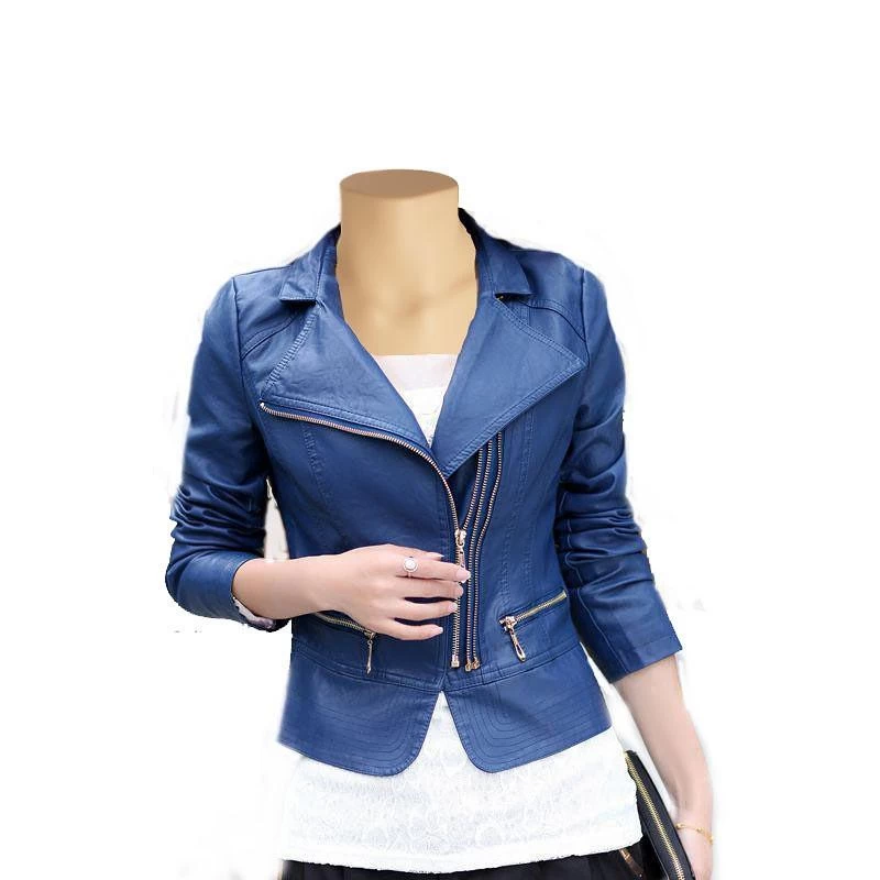 Blue Slim Fit Double Breasted Leather Jacket 3 Blue Slim Fit Double Breasted Leather Jacket