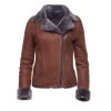 Reyna's Tan Sheepskin Shearling B-3 Bomber Style Jacket 2 Reyna's Tan Sheepskin Shearling B-3 Bomber Style Jacket -Leather Clothing Store 710