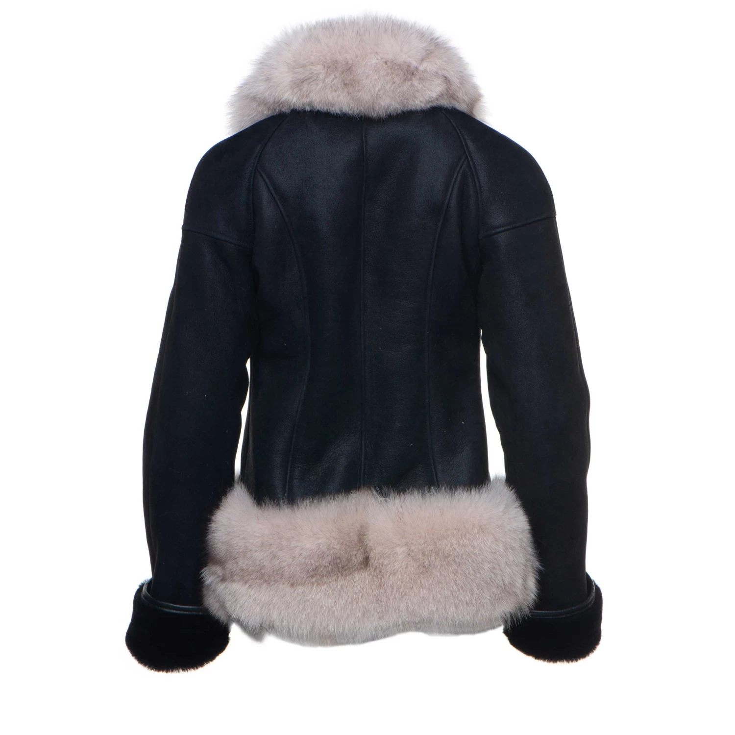 Cecily’s Black Shearling Sheepskin With Fox Fur Trim 4 Cecily’s Black Shearling Sheepskin With Fox Fur Trim - Image 2