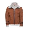 Hagan's Tan Aviator Bomber Suede Shearling Jacket -Leather Clothing Store 718
