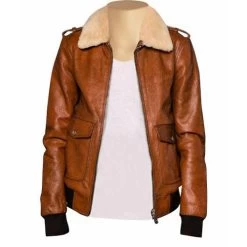 Dominic's Bomber Style Leather Jacket With Fur Collar