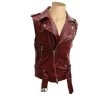 Red Biker Leather Vest -Leather Clothing Store 741