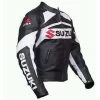 Black And White Suzuki Gsxr Motorycle Jacket With Armor Protection -Leather Clothing Store 879