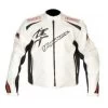 White Hayabusa Motorycle Jacket With Armor Protection -Leather Clothing Store 886