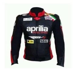 Black Aprilla Motorycle Jacket With Armor Protection