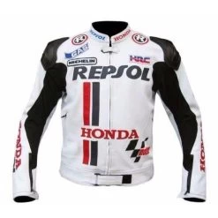 White Honda Repsol Motorycle Jacket With Armor Protection