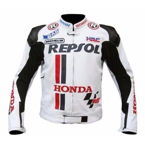 White Honda Repsol Motorycle Jacket With Armor Protection 3 White Honda Repsol Motorycle Jacket With Armor Protection