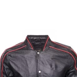 William Black Bomber Leather Jacket With Red Piping -Leather Clothing Store 9 8