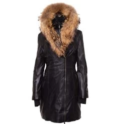 Ulva Fur Trimmed Women's Parka Coat With Real Fox Fur Hoodie