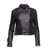 Aria Women's Cropped Leather Jacket With Snap Buttons Closure