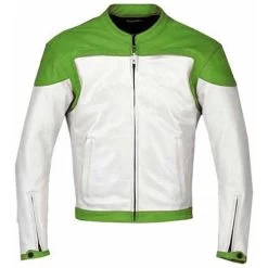 Green And White Motorcycle Jacket With Armor Protection