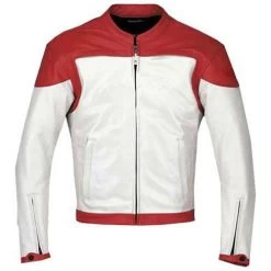 Plain Red And White Motorcycle Jacket With Armor Protection