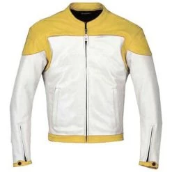 Yellow And White Motorcycle Jacket With Armor Protection