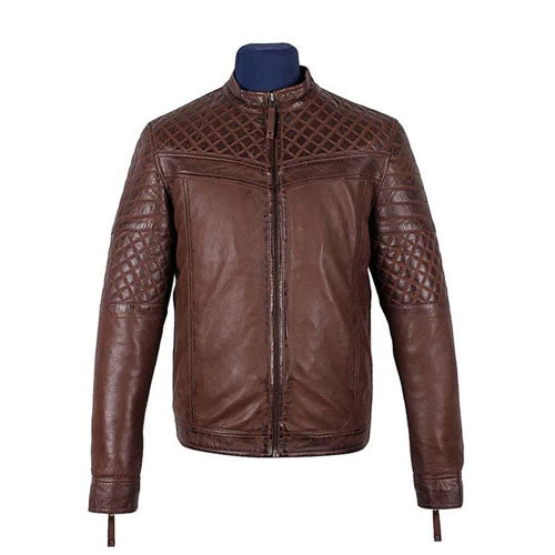 Men's Tawton Brown Leather Jacket With Quilted Panels 3 Men's Tawton Brown Leather Jacket With Quilted Panels