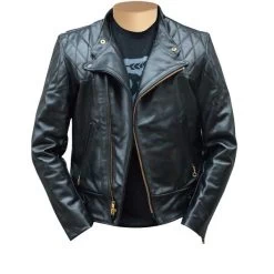 Brandford's Biker Style Leather Jacket With Quilted Stitching Details