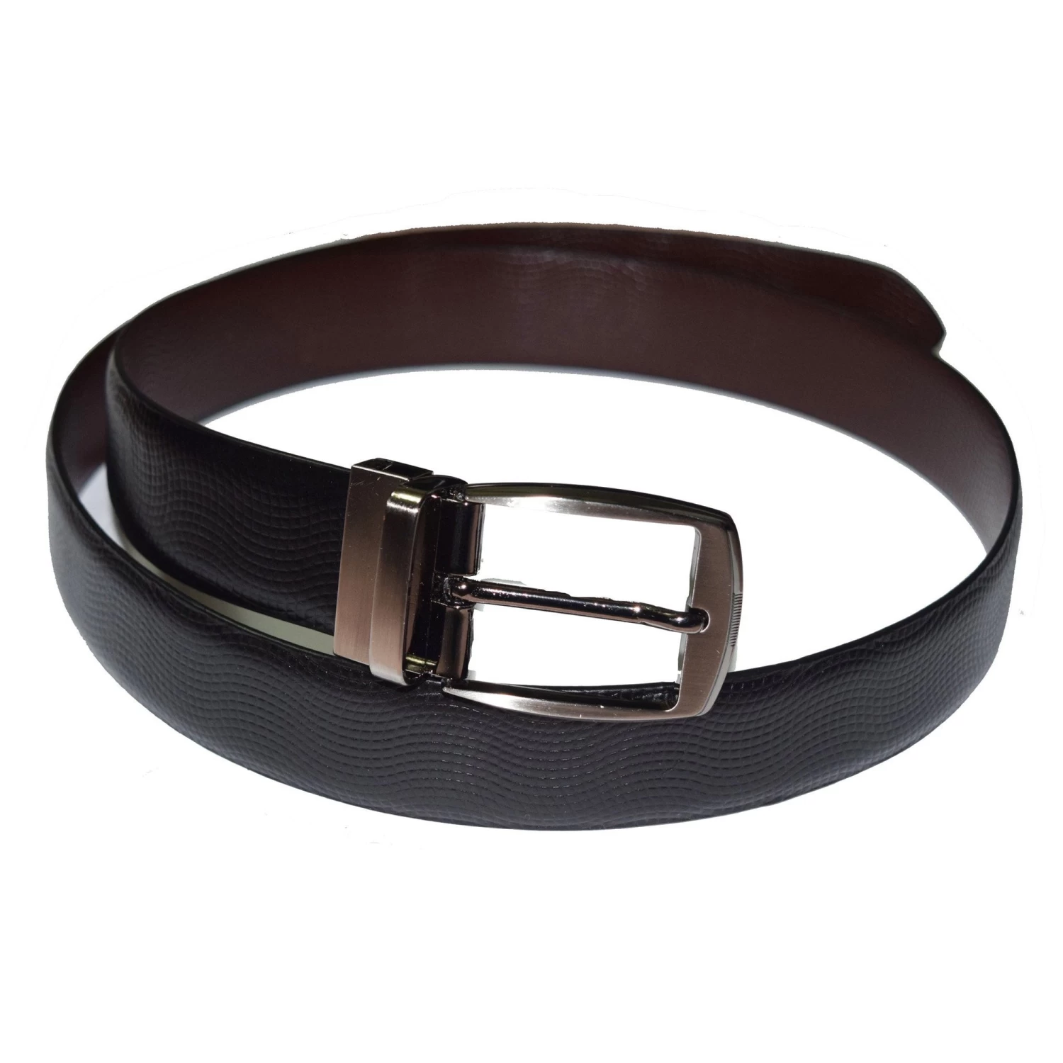 Black And Brown Reversible Leather Belt With Wave Print 3 Black And Brown Reversible Leather Belt With Wave Print