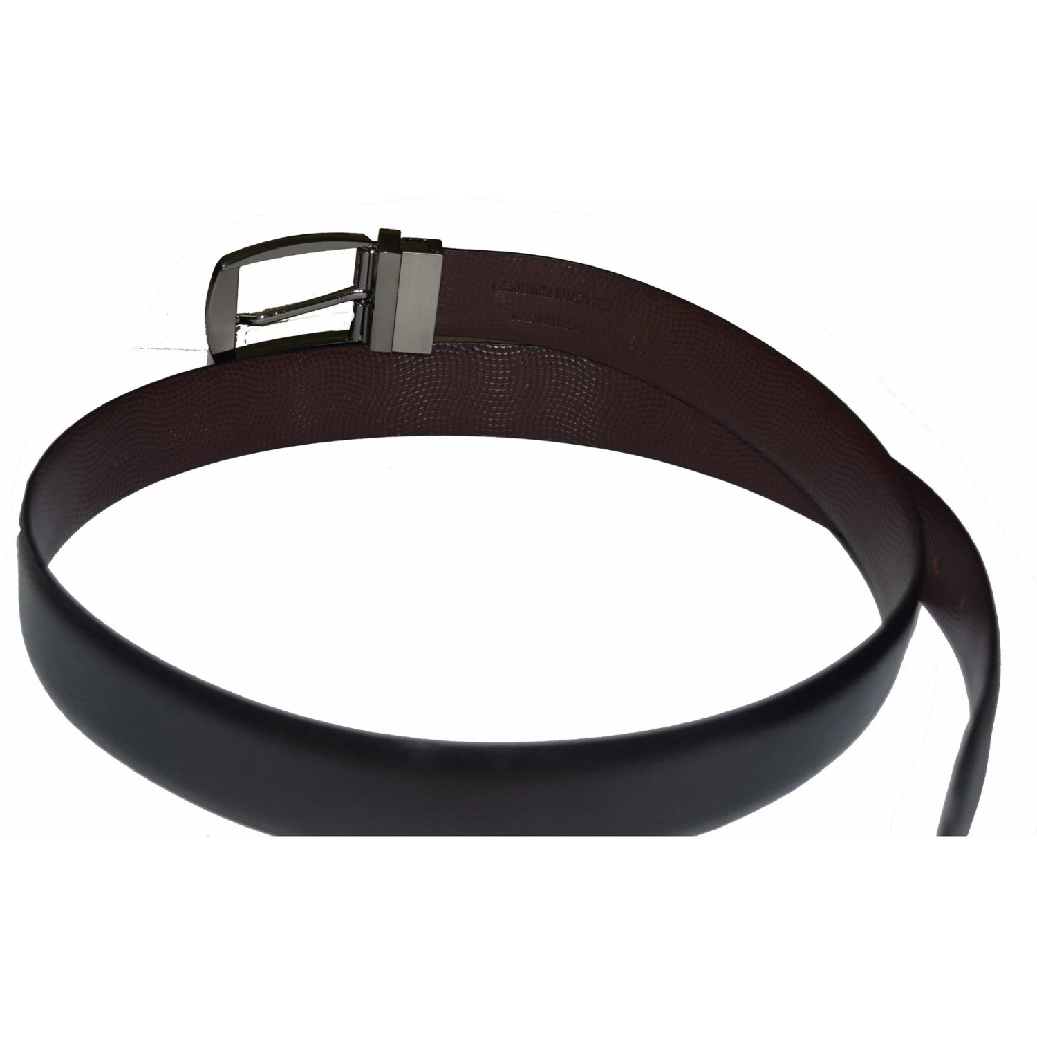 Black And Brown Reversible Leather Belt With Wave Print 4 Black And Brown Reversible Leather Belt With Wave Print - Image 2