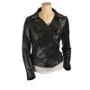 Women’s Biker Style Jacket With Collar Belt -Leather Clothing Store 987