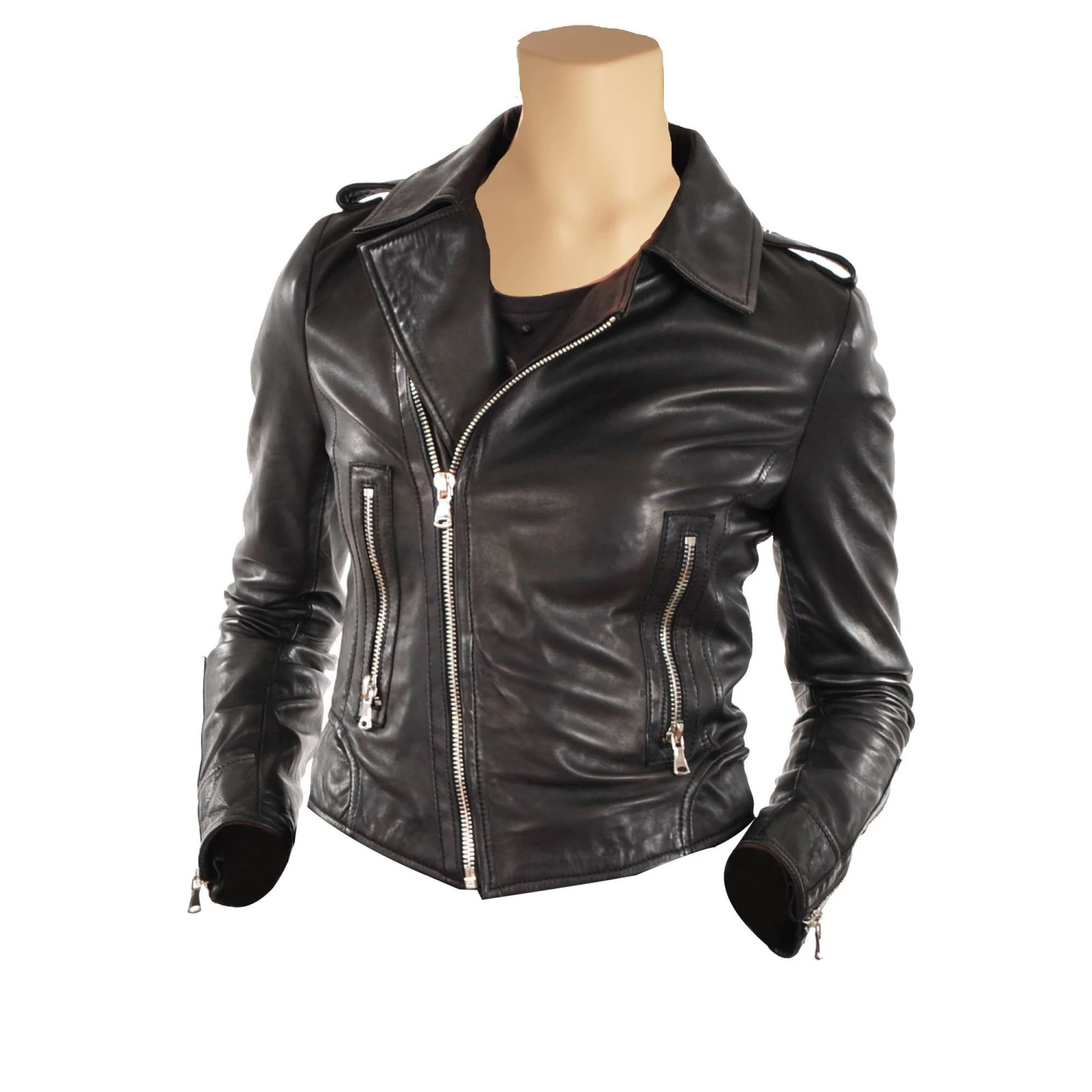 Women’s Double Breasted Leather Jacket 3 Women’s Double Breasted Leather Jacket