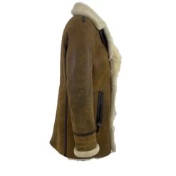 Tyler's Distressed Shearling Trench Coat -Leather Clothing Store A 2