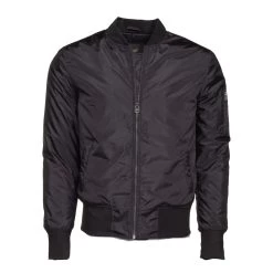 Allan's Black Nylon Flight Jacket With Ribbed Waist