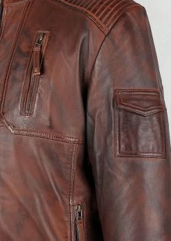Allen Men's Burnished Timber Leather Jacket -Leather Clothing Store Allen