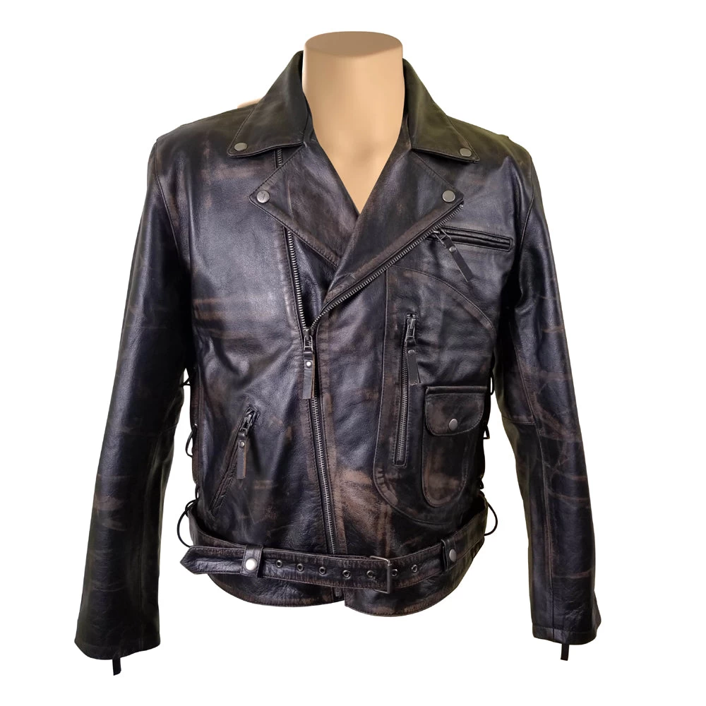 Arnold Schwarzenegger Terminator 2 Distressed Biker Leather Jacket 3 Arnold Schwarzenegger Terminator 2 Distressed Biker Leather Jacket