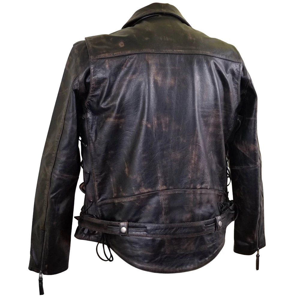 Arnold Schwarzenegger Terminator 2 Distressed Biker Leather Jacket 4 Arnold Schwarzenegger Terminator 2 Distressed Biker Leather Jacket - Image 2
