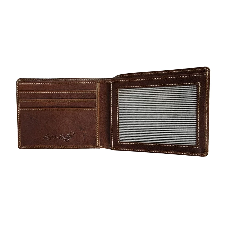 Brown Bi-fold Horsehide Leather Wallet 5 Brown Bi-fold Horsehide Leather Wallet - Image 3