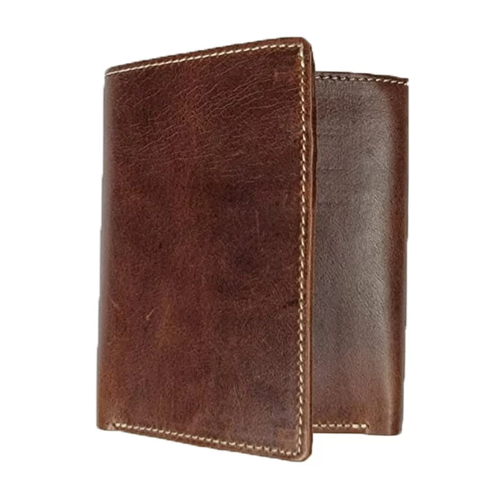 Brown Tri-fold Horsehide Leather Wallet 3 Brown Tri-fold Horsehide Leather Wallet