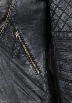 Womens Stone Wash With Cotton Canvas Leather Jacket 7 Womens Stone Wash With Cotton Canvas Leather Jacket -Leather Clothing Store BIT 2