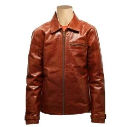 Baker's Classic Half Belt Vintage Tan Oiled Leather Jacket