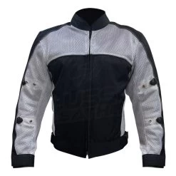 Black And White Breathable And Waterproof Textile Motorcycle Jacket With Armor Protectors