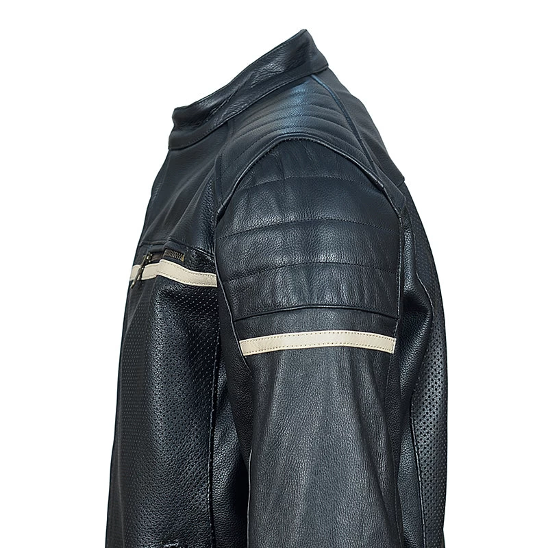 Black Cafe Racer Premium Leather Armored Motorcycle Jacket 7 Black Cafe Racer Premium Leather Armored Motorcycle Jacket - Image 5