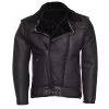 Black On Black Shearling Biker Jacket With Belt 1 Black On Black Shearling Biker Jacket With Belt -Leather Clothing Store BlackonBlackShearlingBikerJacket 1