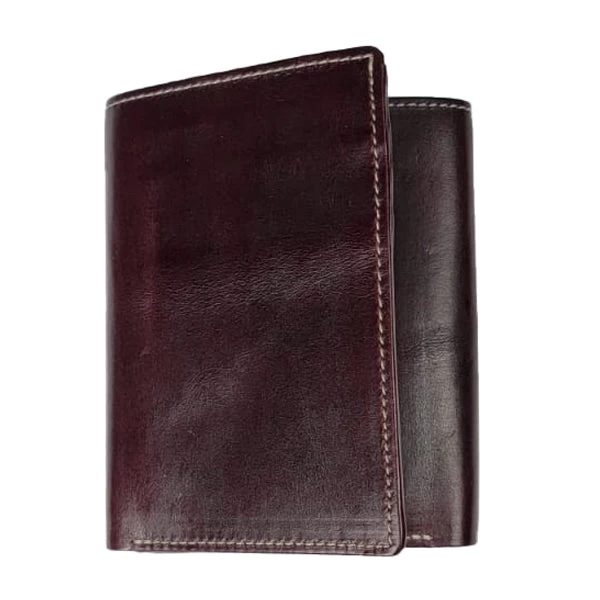 Burgundy Tri-fold Horsehide Leather Wallet 3 Burgundy Tri-fold Horsehide Leather Wallet