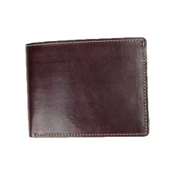 Burgundy Bi-fold Horsehide Leather Wallet