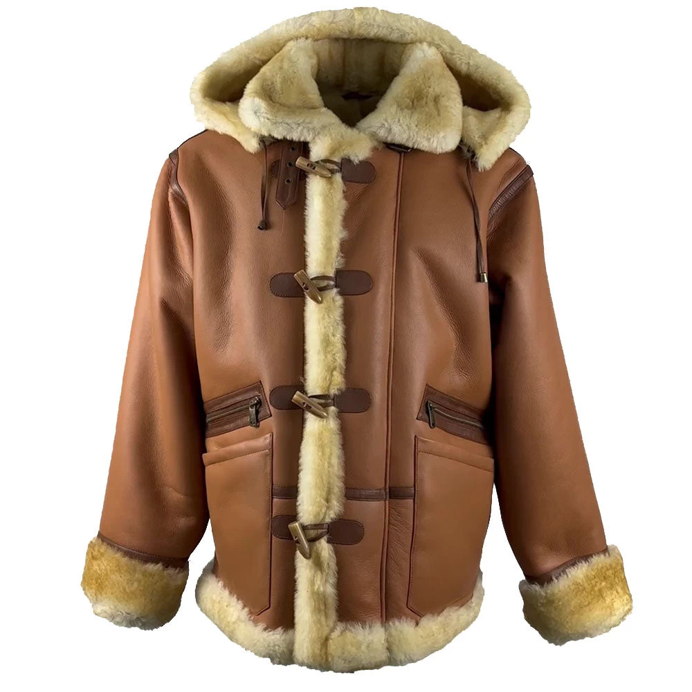 Steve Hart Tan Brown Shearling Duffle Coat 3 Steve Hart Tan Brown Shearling Duffle Coat